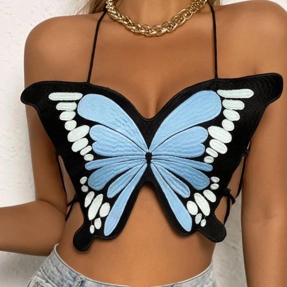 Seen on the Runway! Embroidered Butterfly Cami top - Picture 4 of 5